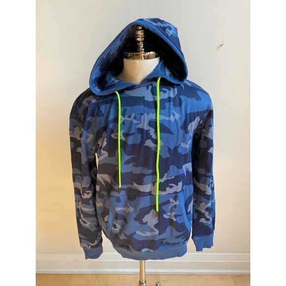 SOVEREIGN Code BNWOT Mens Hooded Sweatshirt Medium "Oracle" Blue Camo - Picture 1 of 8